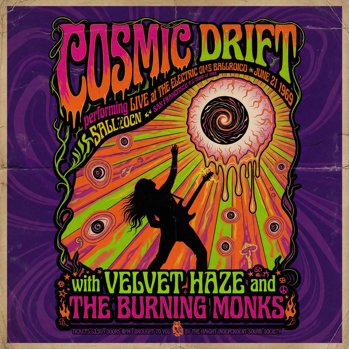 1969 Psychedelic Rock Concert Poster — Sora 2 Prompt