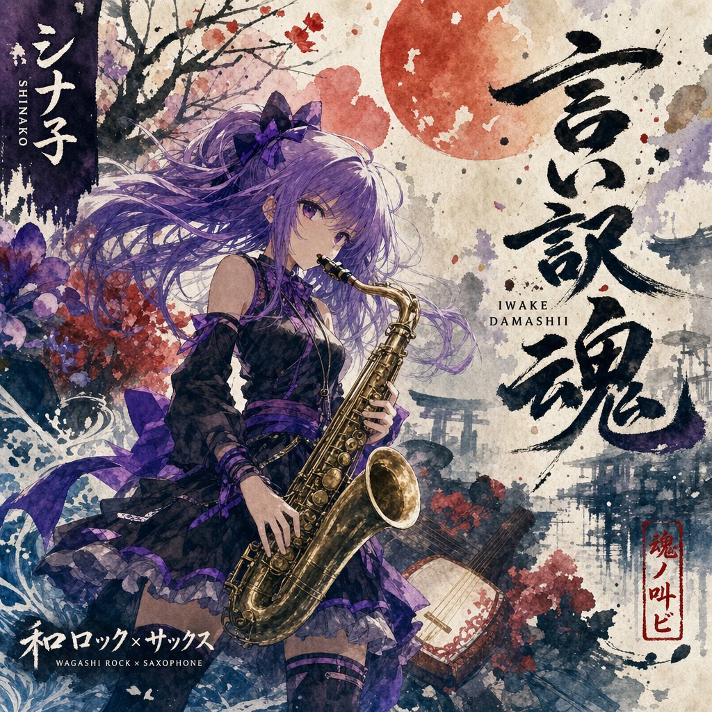 Japanese Ink-Wash Saxophone Album Cover — Sora 2 Prompt