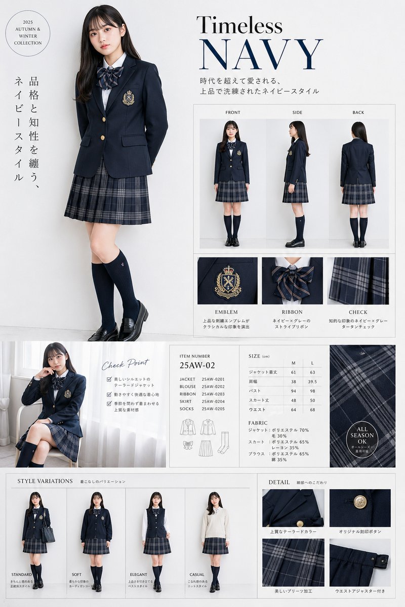 Luxury Navy School Uniform — Sora 2 Fashion Catalog Prompt