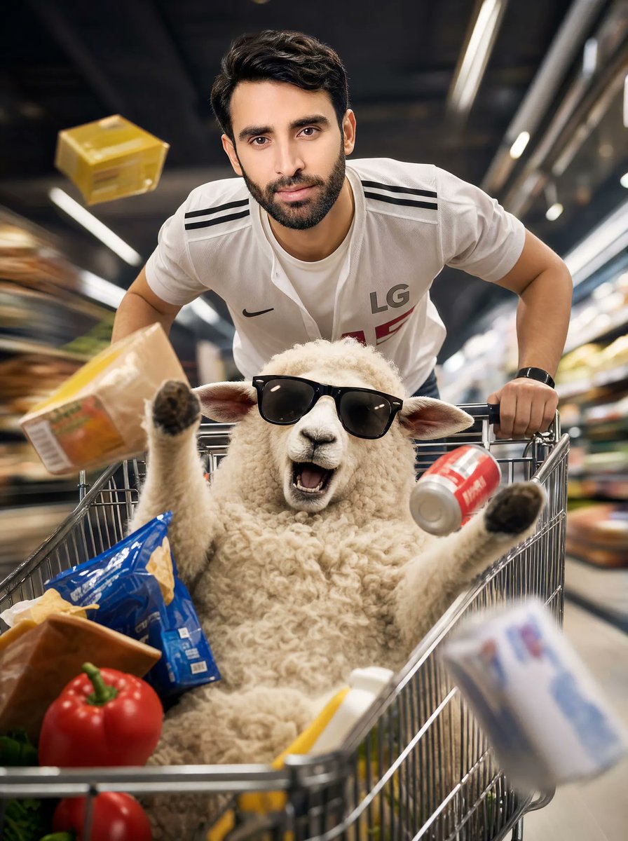 Supermarket Cart Chase with Sheep — Sora 2 Cinematic Ad Prompt