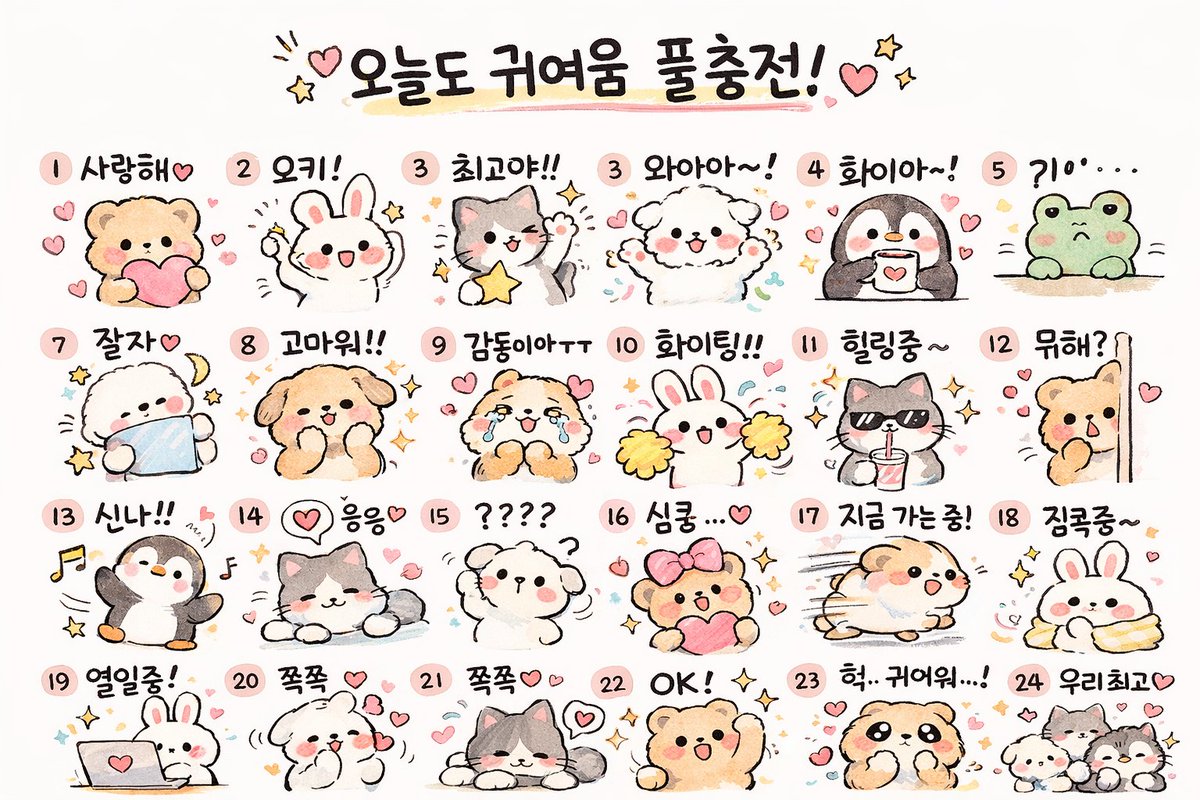 Kawaii Animal Sticker Sheet — Custom 24-Piece Grid Generator