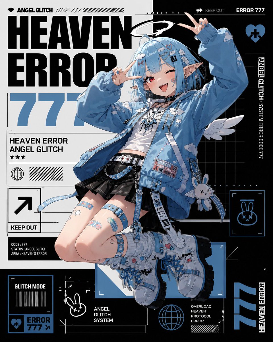 Cyberpunk Anime Angel Glitch Poster Prompt — High-Detail Streetwear Character