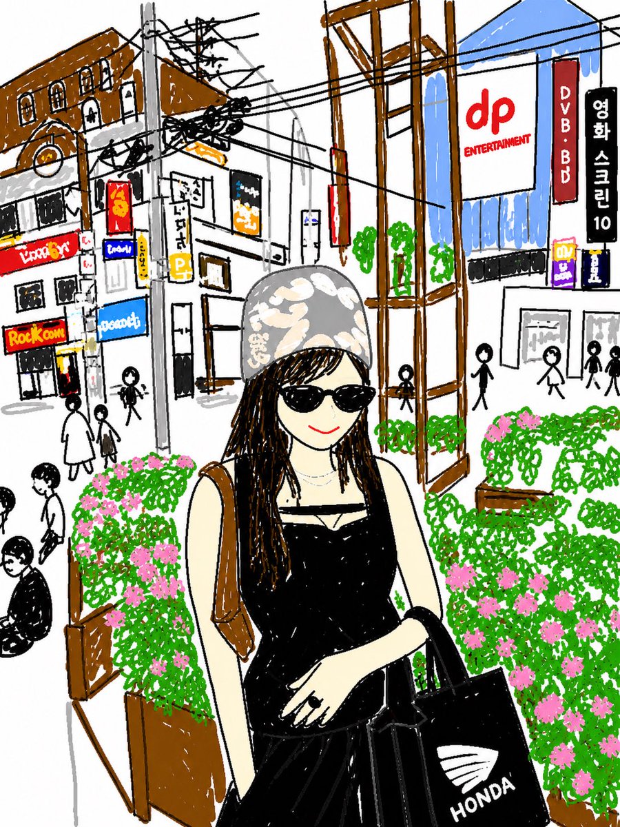 Hand-Drawn Korean Street Portrait — Sora 2 Prompt
