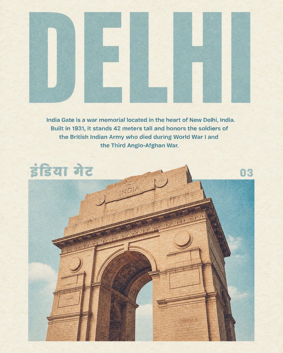 Vintage Delhi India Gate Poster — AI Travel Art Prompt
