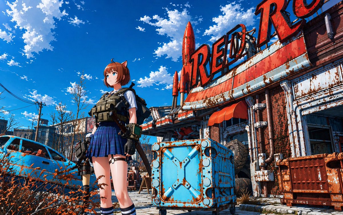 Anime Girl in Tactical Gear — Post-Apocalyptic Wasteland Sora Prompt