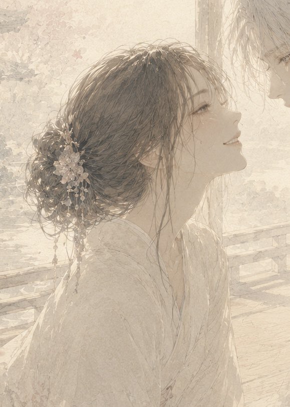Watercolor Romantic Portrait with Censor Block — Sora 2 Prompt