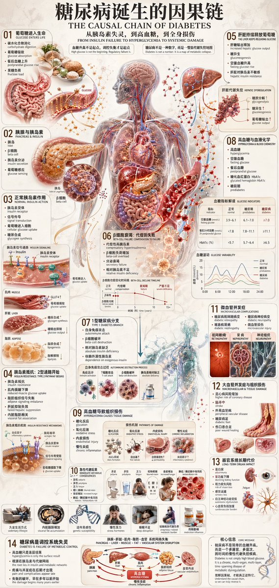 Diabetes Causal Chain Medical Infographic Prompt