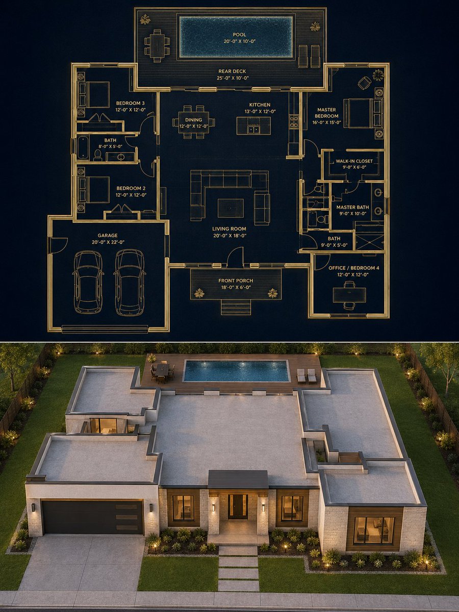 Luxury Blueprint & Render Split — Architectural Visual Prompt