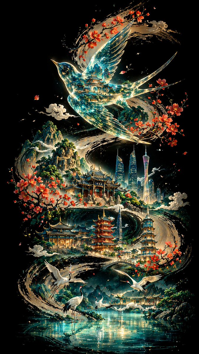 Chinese Calligraphy City Poster — Sora 2 AI Prompt