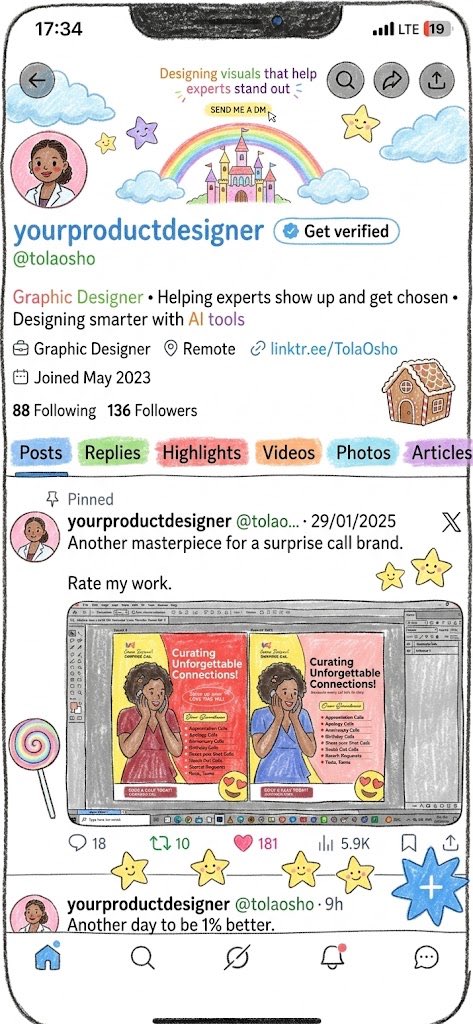 Hand-Drawn Designer Profile Page — Sora 2 Prompt