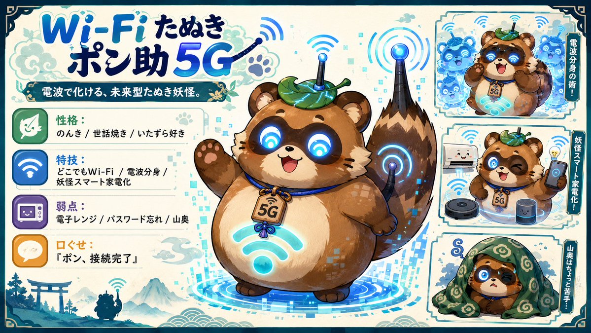 Cyberpunk Tanuki Mascot Character Sheet — Sora 2 Prompt