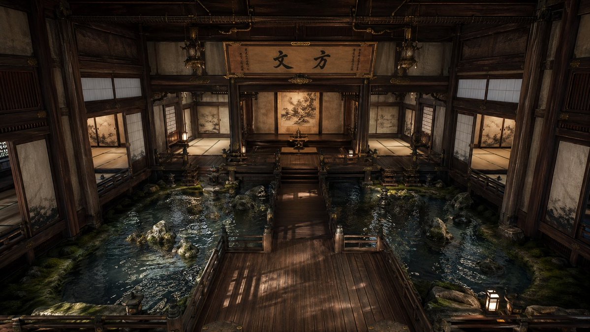 Japanese Temple Hall Interior — Cinematic Sora 2 Prompt