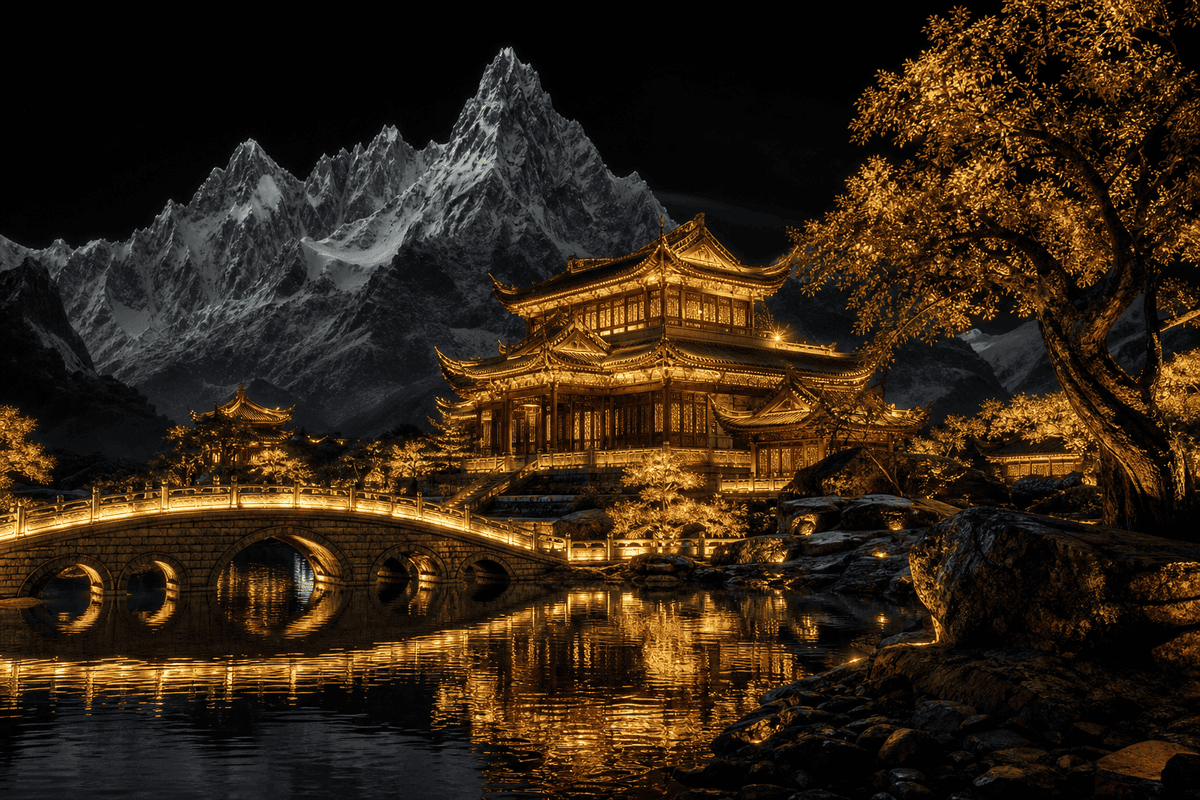 Golden Temple Lake Night — Cinematic Sora 2 Prompt