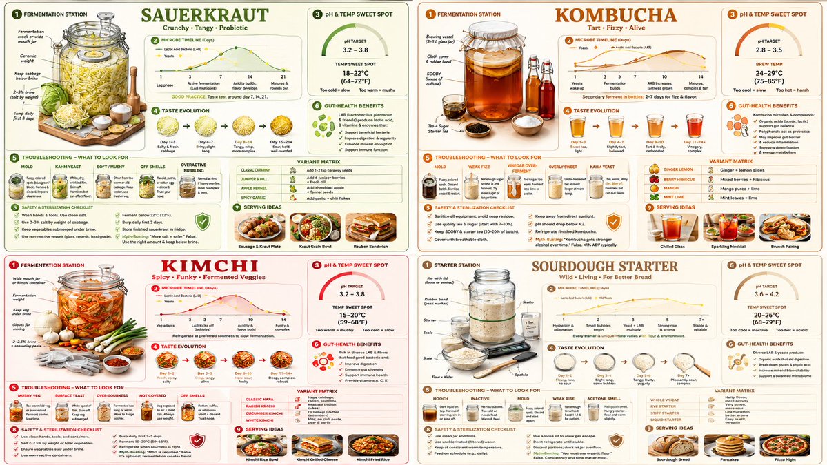 Fermentation Science Infographic Grid — Sora 2 Prompt