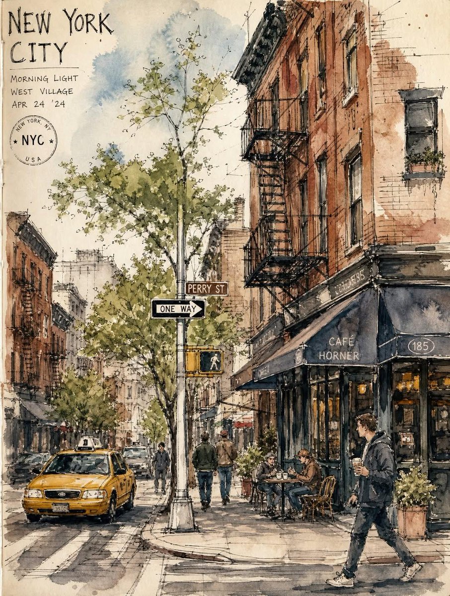Vintage European Street Sketch — Sora 2 Prompt