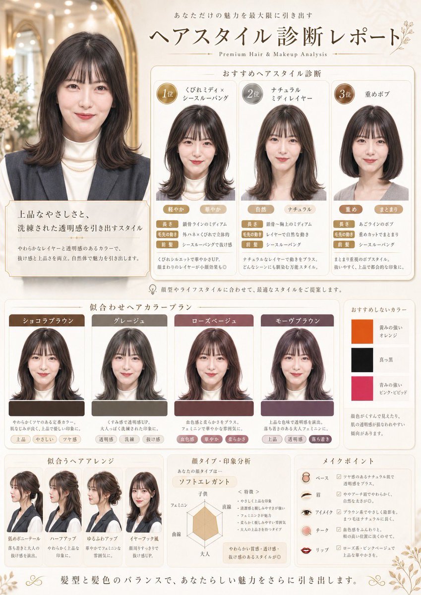 Japanese Salon Hair Diagnosis Poster — AI Portrait Prompt