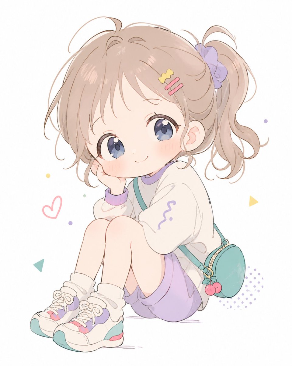 Pastel Anime Girl Portrait — Cute Kawaii Sitting Pose Prompt
