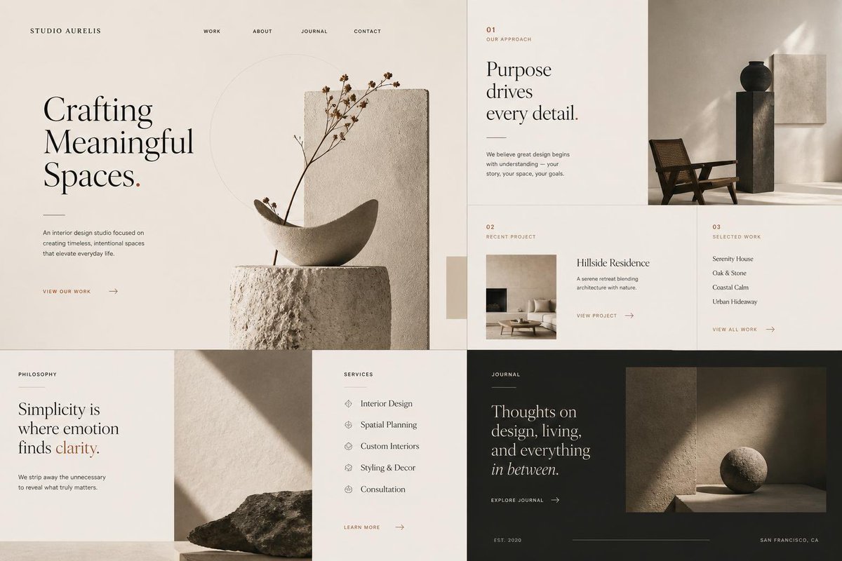 Minimal Luxury Interior Design Studio Website — Sora 2 Prompt
