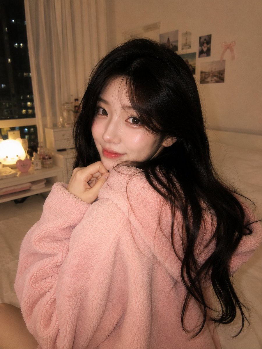 Cozy Korean Bedroom Portrait — Late Night Aesthetic