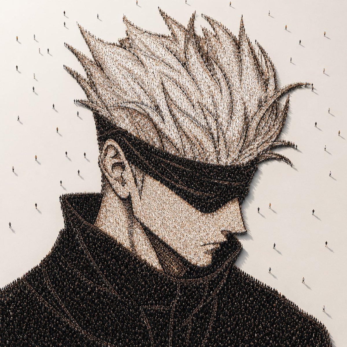Anime Portrait Made of Thousands of People — Sora 2 Prompt