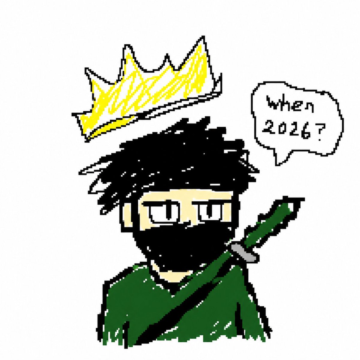 Crude Pixel King Ninja Doodle — MS Paint AI Prompt