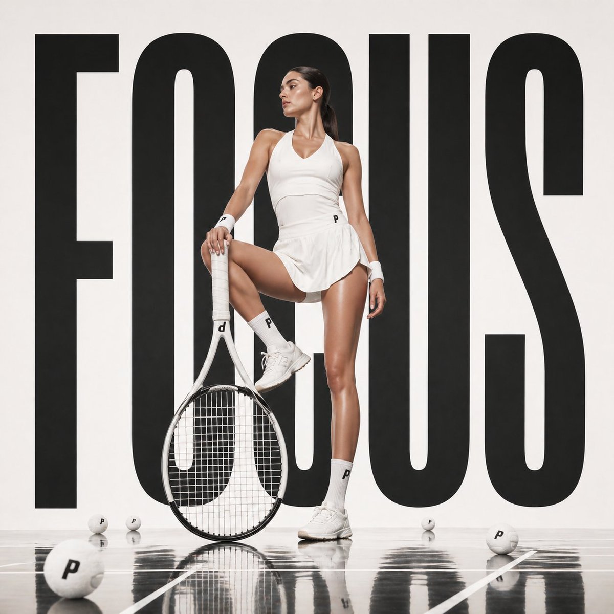 High-Fashion Tennis Ad — Sora 2 Prompt with Bold Typography