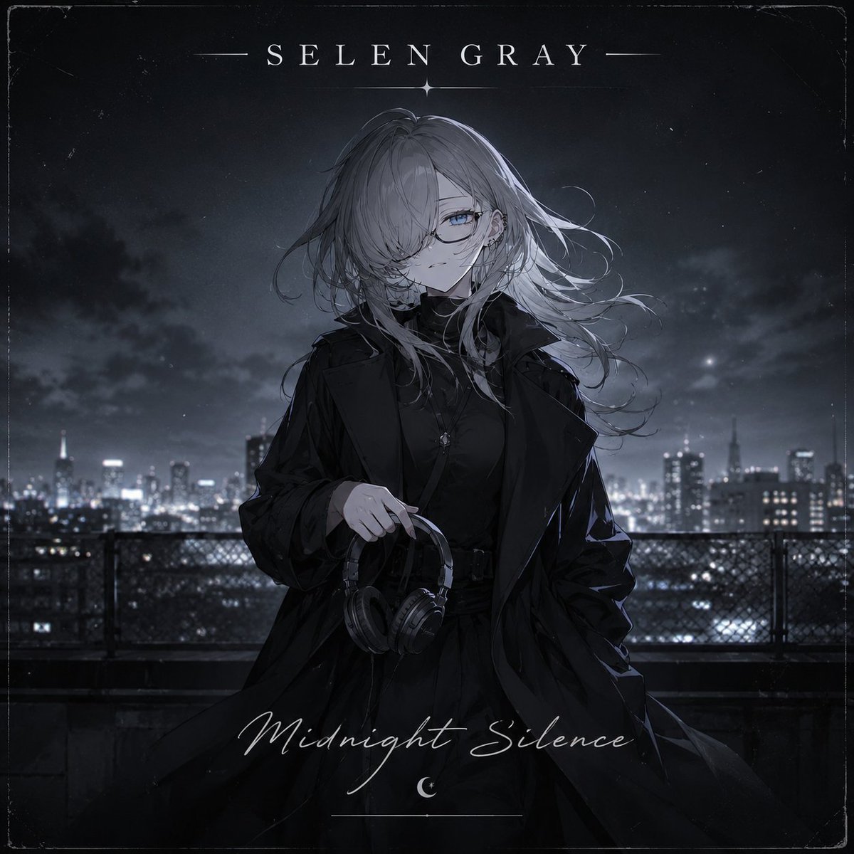 Dark Anime Album Cover Prompt — Gothic Girl at Midnight