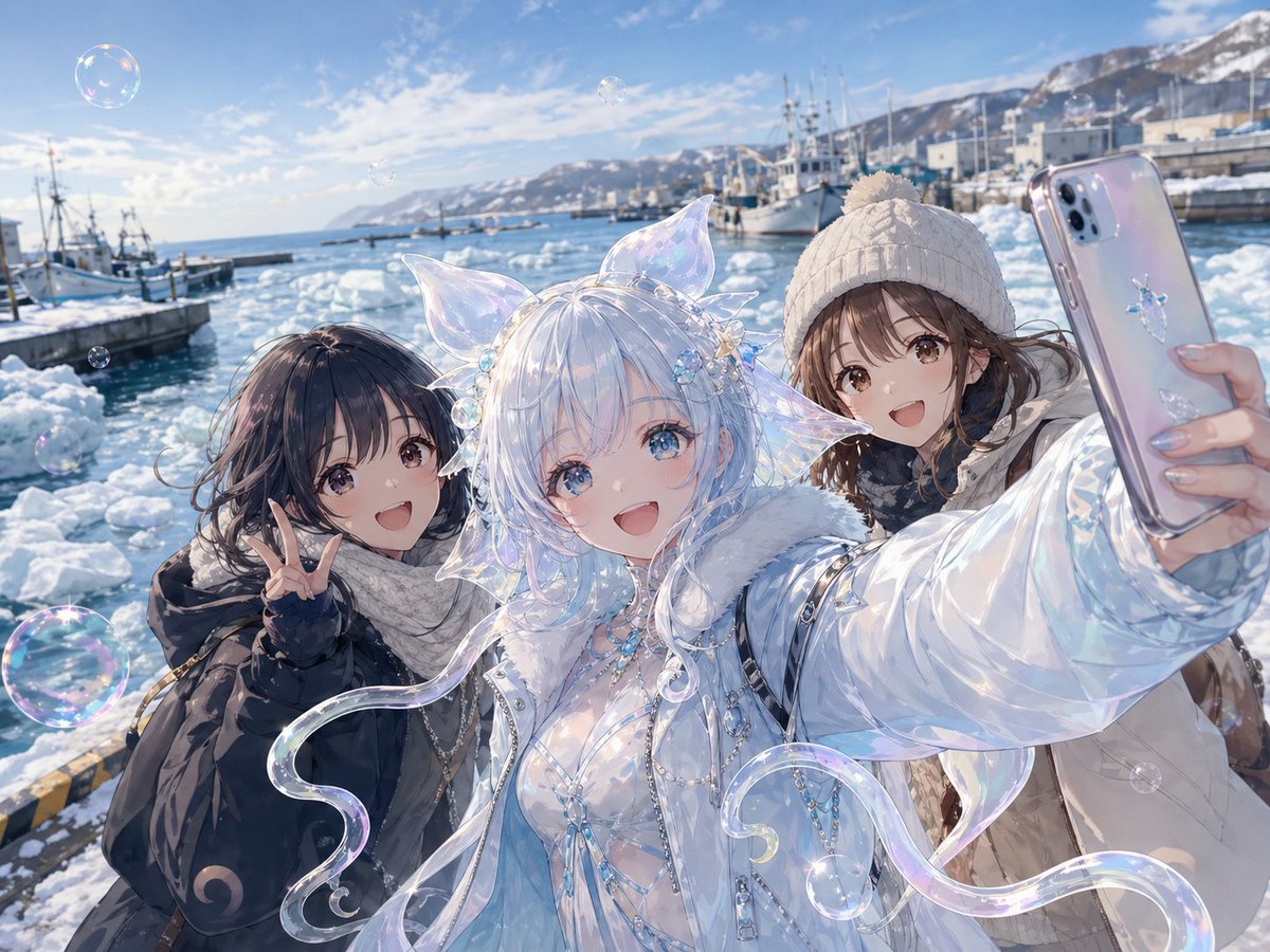 Anime Shiretoko Clione Winter Selfie — Sora 2 Prompt