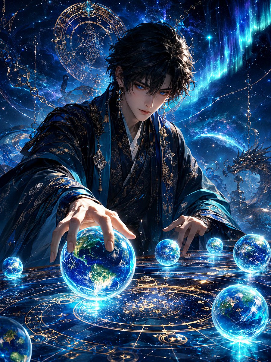 Mysterious Astrologer at Celestial Table — Sora 2 Prompt