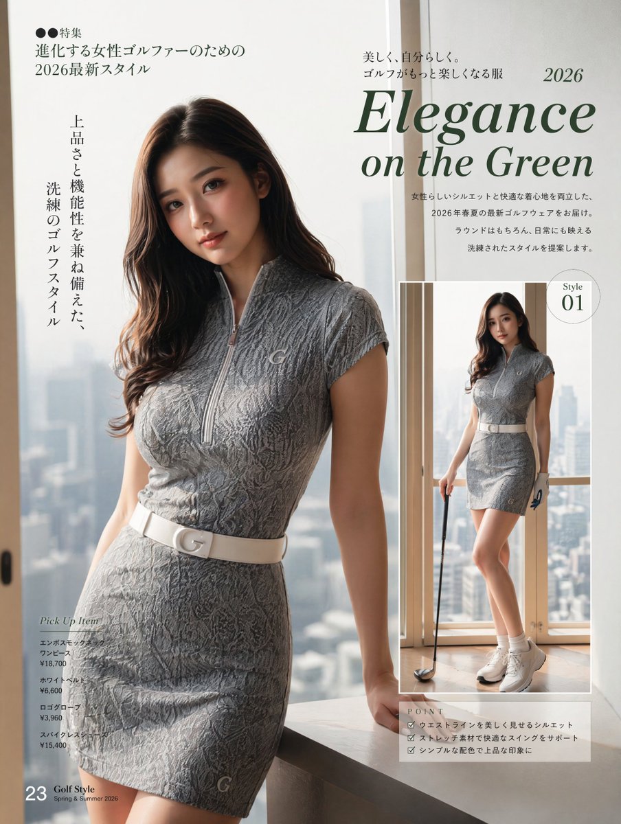 Japanese Golf Fashion Magazine Page — Sora 2 Prompt