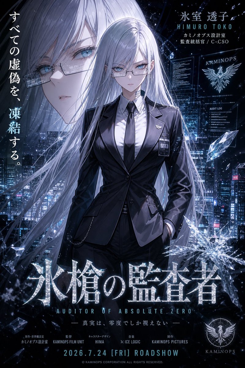 Ice Auditor Cyberpunk Anime Poster Prompt