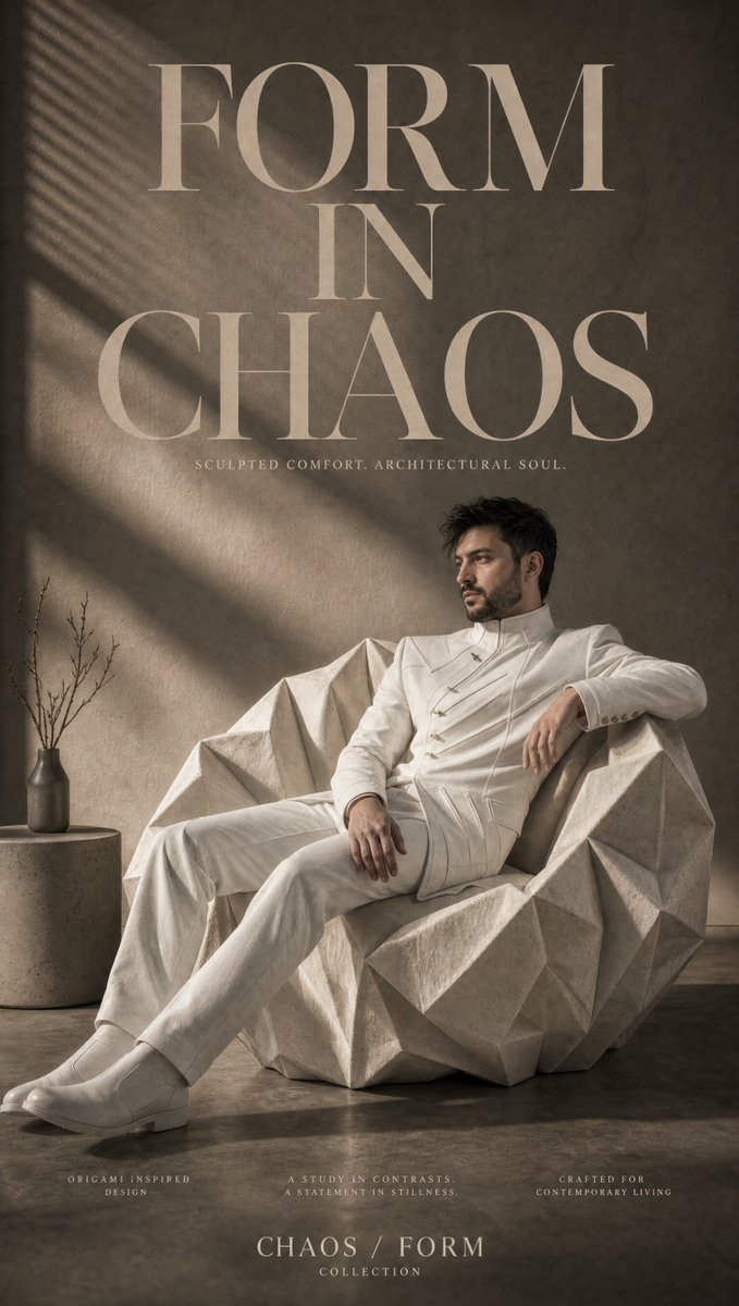 Origami Armchair Luxury Poster — Sora 2 Prompt